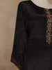 Black Floral Printed Synthetic Salwar Suit