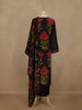 Black Floral Printed Synthetic Salwar Suit