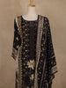 Black Floral Printed Synthetic Salwar Suit With Dupatta