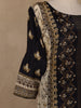 Black Floral Printed Synthetic Salwar Suit With Dupatta