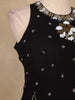 Black Floral Sequin Embroidered Georgette Palazzo Suit
