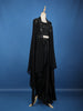 Black Floral Sequins Design Satin Skirt Top