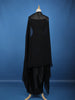 Black Floral Sequins Design Satin Skirt Top