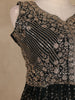 Black Floral Sequins Embroidered Georgette Palazzo Suit