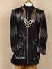 Black Floral Sequins Embroidered Kids Velvet Sherwani Set