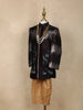 Black Floral Sequins Embroidered Kids Velvet Sherwani Set
