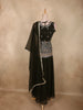 Black Floral Thread Embroidered Design Georgette Palazzo Suit with Dupatta