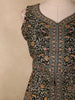 Black Floral Thread Embroidered Design Georgette Palazzo Suit with Dupatta