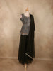 Black Floral Thread Embroidered Design Georgette Palazzo Suit with Dupatta