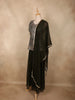 Black Floral Thread Embroidered Design Georgette Palazzo Suit with Dupatta