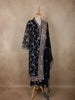 Black Floral Thread Embroidered Design Georgette Salwar Suit with Dupatta