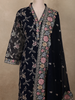 Black Floral Thread Embroidered Design Georgette Salwar Suit with Dupatta