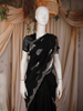 Black Floral Thread Embroidered Design Tussar Designer Saree
