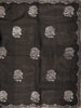 Black Floral Thread Embroidered Design Tussar Designer Saree