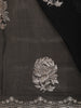 Black Floral Thread Embroidered Design Tussar Designer Saree