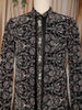 Black Floral Thread Embroidered Velvet Indo-Western Sherwani