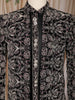 Black Floral Thread Embroidered Velvet Indo-Western Sherwani