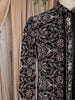 Black Floral Thread Embroidered Velvet Indo-Western Sherwani