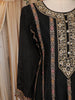 Black Floral Thread and Mirror Embroidered Design Georgette Palazzo Suit