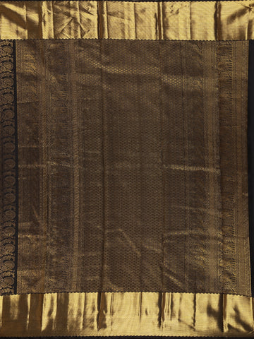 Black Floral Woven Pure Kanchipuram Silk Saree - Diadem