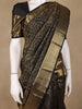Black Floral Woven Pure Kanchipuram Silk Saree - Diadem