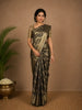 Black Floral Woven Semi Tussar Saree
