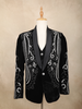 Black Floral and Geometric Embroidered Velvet Men's Suit