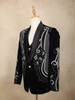 Black Floral and Geometric Embroidered Velvet Men's Suit