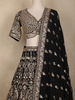 Black Floral and Peacock Embroidered Georgette Lehenga Set with Dupatta