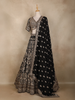 Black Floral and Peacock Embroidered Georgette Lehenga Set with Dupatta