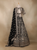 Black Floral and Peacock Embroidered Georgette Lehenga Set with Dupatta