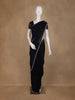 Black Geometric Designed Georgette Saree With Stone Work Border