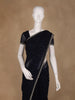Black Geometric Designed Georgette Saree With Stone Work Border