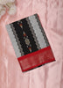 Black Geometric Ikat Woven Design Mixed Silk Cotton Saree with Contrast Border