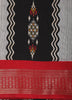 Black Geometric Ikat Woven Design Mixed Silk Cotton Saree with Contrast Border