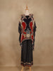 Black Geometric Printed Design Crepe Kaftan Suit