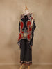 Black Geometric Printed Design Crepe Kaftan Suit