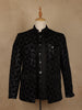 Black Geometric Sequins Embroidered Velvet Men’s Suit