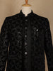 Black Geometric Sequins Embroidered Velvet Men’s Suit