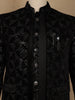 Black Geometric Sequins Embroidered Velvet Men’s Suit