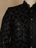 Black Geometric Sequins Embroidered Velvet Men’s Suit