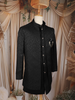 Black Geometric Textured Embroidered Indo-Western Polyester Sherwani for Men