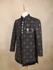 Black Geometric Thread Embroidered Design Velvet Indo-Western Sherwani Set with Brooch