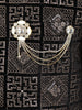 Black Geometric Thread Embroidered Design Velvet Indo-Western Sherwani Set with Brooch