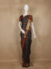 Black Geometric Woven Design Cotton Saree with Contrast Maroon Zari Border