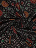 Black Geometric Woven Design Cotton Saree with Contrast Maroon Zari Border