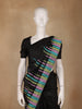 Black Multicolor Striped Design Silk Saree