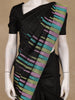 Black Multicolor Striped Design Silk Saree