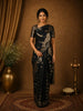 Black Gold Zari Butta Design Semi Banarasi Saree with Intricate Zari Border