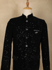 Black Heavy Sequins Embroidered Design Velvet Men’s Suit